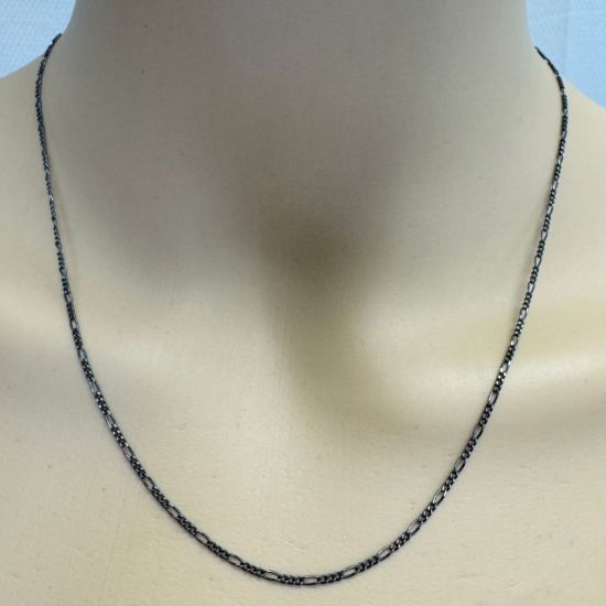 Wholesale Oxidized 925 Sterling Silver Small Figaro Chain 1.4mm  (sold per foot )
