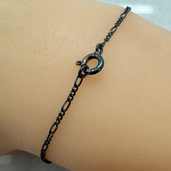 Wholesale Oxidized 925 Sterling Silver Finished Jewelry Chain - Small 1.4mm Figaro Chain