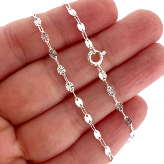 Wholesale 925 Sterling Silver Finished Jewlery Chain - Sunburst Paperclip Chain