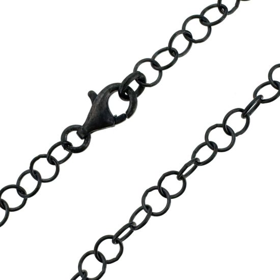 Wholesale Oxidized 925 Sterling Silver Finished Jewelry Chain - Round Cable Chain 3.2mm