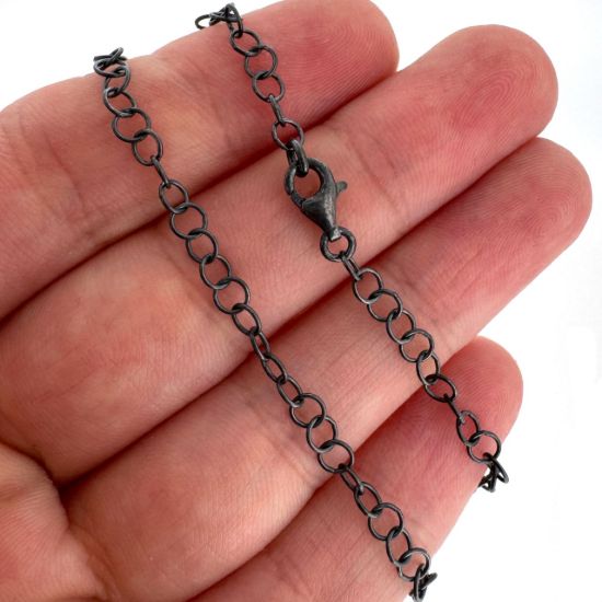 Wholesale Oxidized 925 Sterling Silver Finished Jewelry Chain - Round Cable Chain 3.2mm