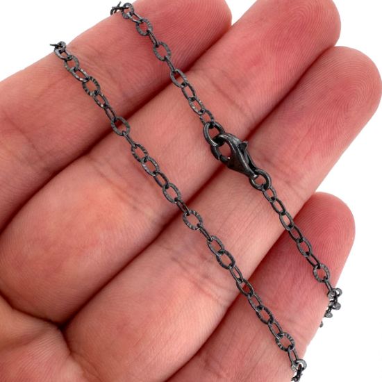 Wholesale Oxidized 925 Sterling Silver Finished Jewelry Chain - Textured Cable Chain
