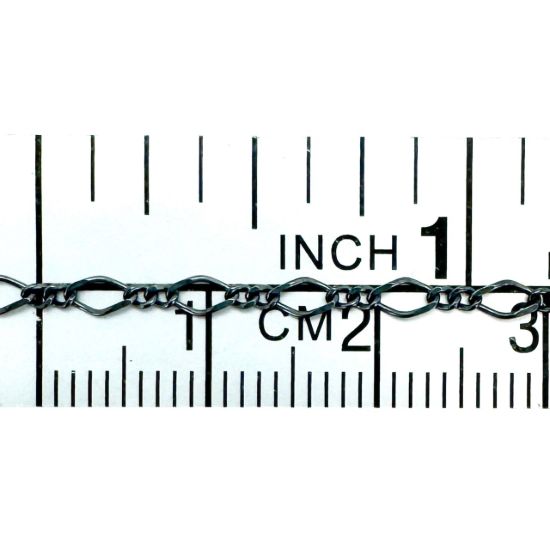 Wholesale Oxidized 925 Sterling Silver Figaro 8 Cable Chain - 4.3mm by 2.3mm (sold per foot)