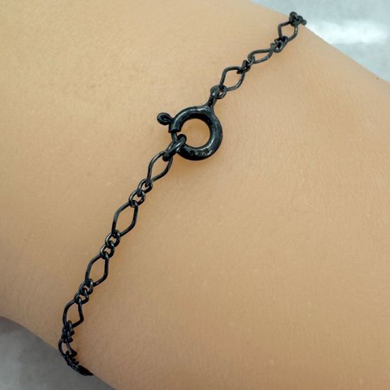 Wholesale Oxidized 925 Sterling Silver Finished Jewelry Chain - Figaro 8 Cable Chain