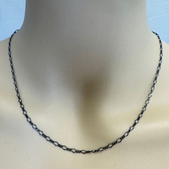 Wholesale Oxidized 925 Sterling Silver Figaro 8 Cable Chain - 4.3mm by 2.3mm (sold per foot)