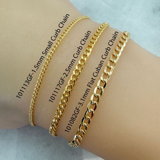 Wholesale 1/20 14K Gold Filled Bulk Chain - 1.5mm Small Curb Chain - Sold Per Foot