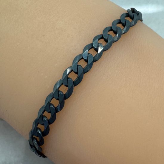 Wholesale Oxidized 925 Sterling Silver Diamond Cut Flat Cuban Curb Chain 4.8mm (sold per foot )