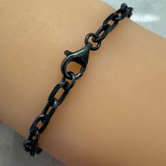 Wholesale Oxidized 925 Sterling Silver Finished Jewelry Chain- 7x4mm Diamond Cut Box chain