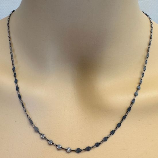 Wholesale Oxidized Sterling Silver Bulk Chain - Sunburst Paperclip Chain 3.5 x 1.2mm