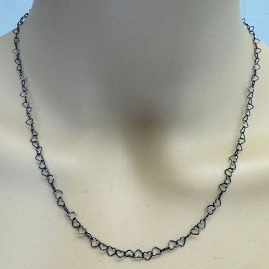 Wholesale Oxidized 925 Sterling Silver Bulk Chain - 4mm Heart Chain (sold per foot) 