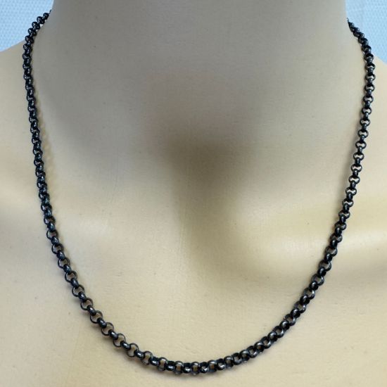 Wholesale Oxidized 925 Sterling Silver Bulk Chain - 3.4mm Strong Rolo Chain (sold per foot)