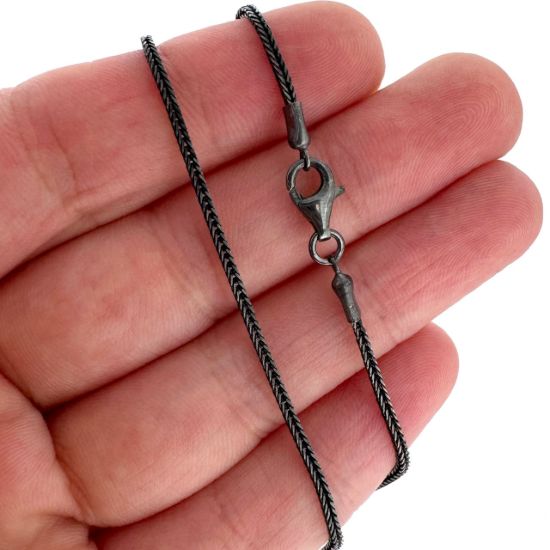 Wholesale Oxidized 925 Sterling Silver Finished Jewelry Chain - 1.2mm Foxtail Chain