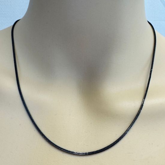 Wholesale Oxidized 925 Sterling Silver Finished Jewelry Chain - 1.2mm Foxtail Chain