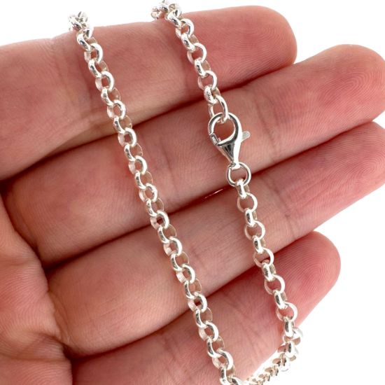 Wholesale 925 Sterling Silver Finished Jewelry Chain - 3.5mm Strong Rolo Chain