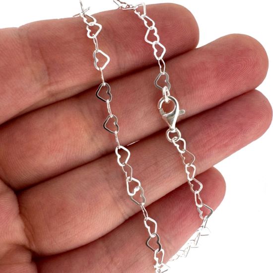 Wholesale Sterling Silver Finished Chain -4.5*2.7mm Flat Heart Finished Chain 