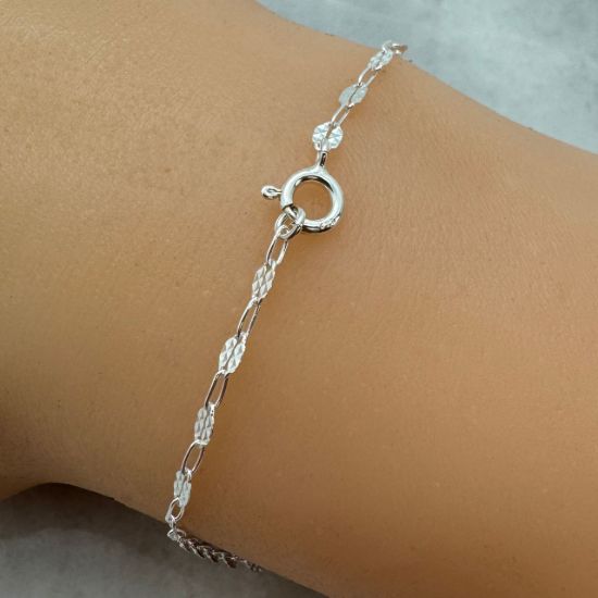 Wholesale 925 Sterling Silver Finished Jewlery Chain - Textured Disc Paperclip Chain 