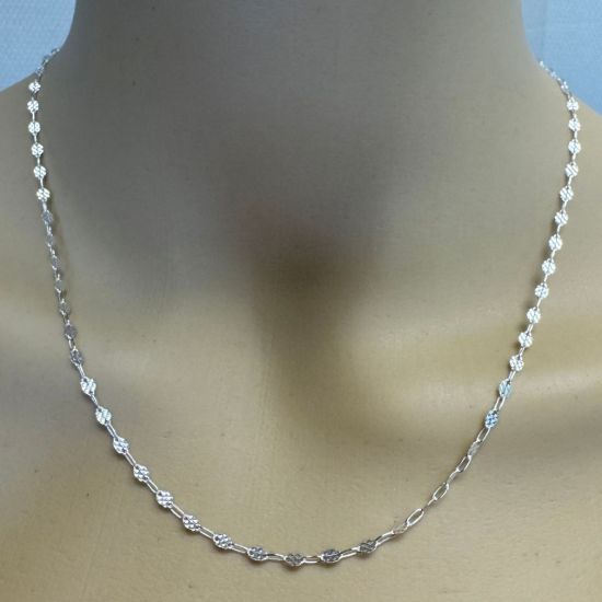 Wholesale 925 Sterling Silver Finished Jewlery Chain - Textured Disc Paperclip Chain 