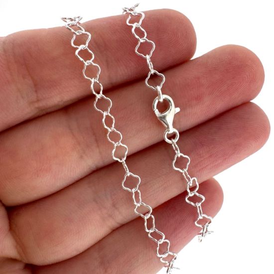 Wholesale 925 Sterling Silver Finished Jewlery Chain - Clover Link Cable Chain 