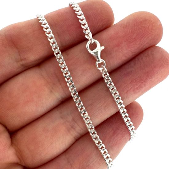 Wholesale 925 Sterling Silver Finished Jewlery Chain - Solid Curb Chain
