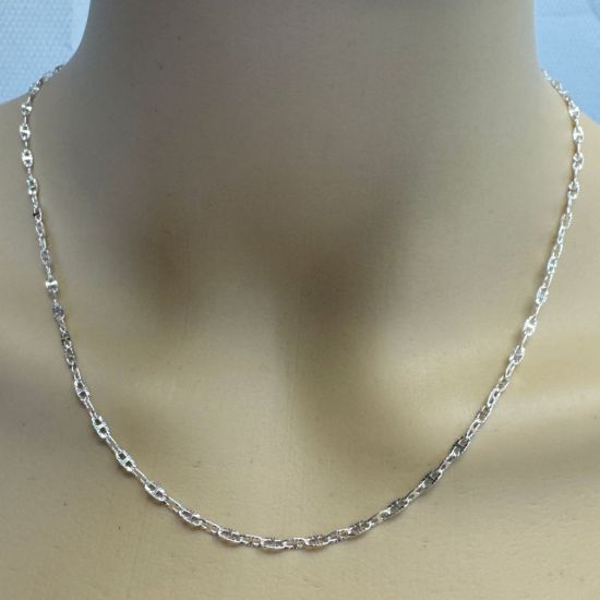 Wholesale 925 Sterling Silver Finished Jewelry Chain - Textured Mariner Link Chain