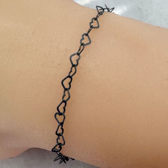 Wholesale Oxidized Sterling Silver Bulk Chain - Flat Heart Chain - 4.5mm x 2.7mm (Sold Per Foot)