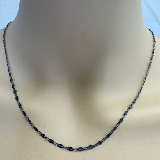 Wholesale Oxidized 925 Sterling Silver Bulk Chain - Textured Fancy Disc with Paperclip - Chain by the foot