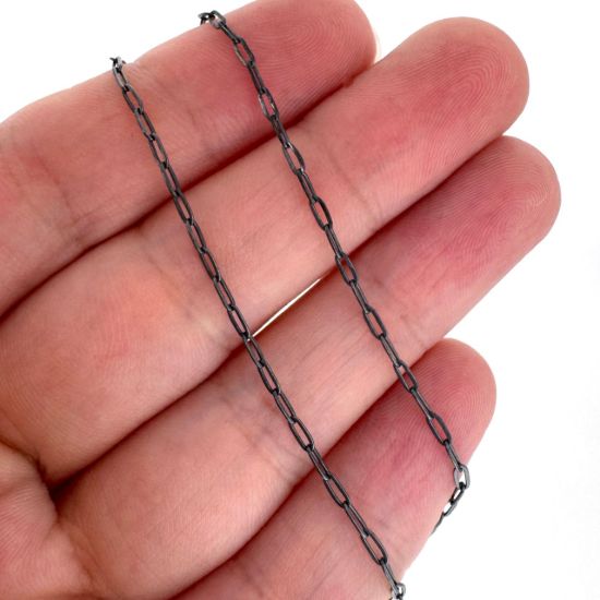 Wholesale Oxidized 925 Sterling Silver Bulk Chain - 1.5x3.5mm Rectangle Box Paperclip Chain (sold per foot)