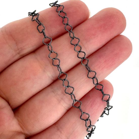 Wholesale Oxidized 925 Sterling Silver 3.5mm Clover link Bulk Chain - Sold By The Foot