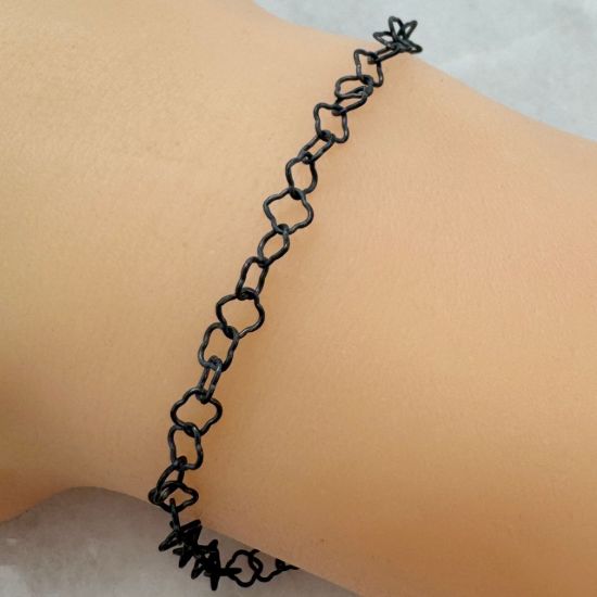 Wholesale Oxidized 925 Sterling Silver 3.5mm Clover link Bulk Chain - Sold By The Foot