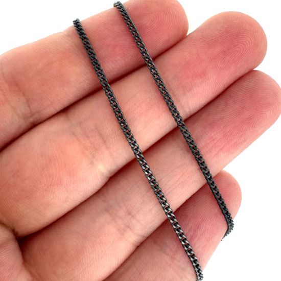 Wholesale Oxidized 925 Sterling Silver Bulk Chain - 1.5mm Small Curb Chain - Sold Per Foot