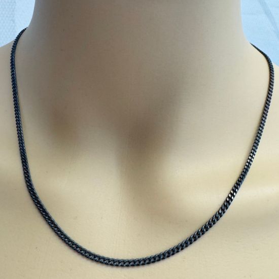 Wholesale Oxidized 925 Sterling Silver Solid Curb Chain 2.5mm - Bulk Chain by the Foot