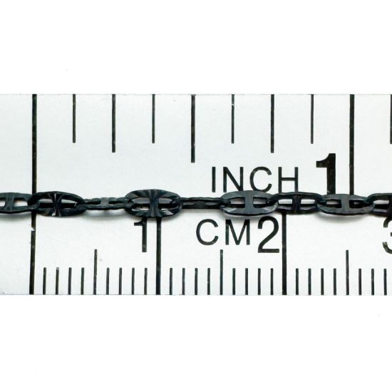 Wholesale Oxidized 925 Sterling Silver Textured Marina link Bulk Chain - Sold by the Foot