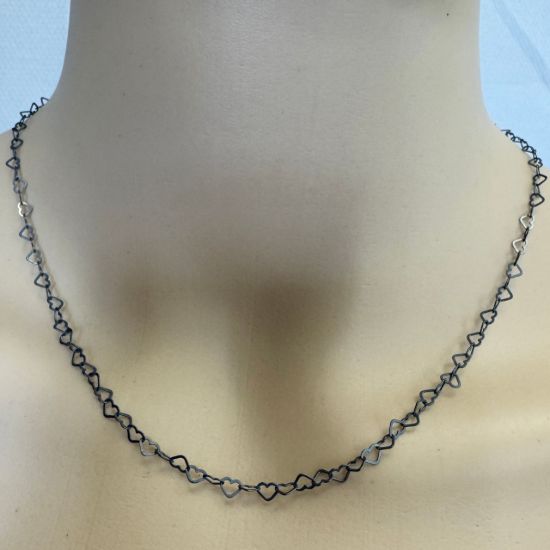 Wholesale Oxidized 925 Sterling Silver Finished Jewelry Chain - 4.5*2.7mm Flat Heart 