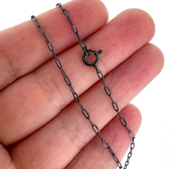 Wholesale Oxidized 925 Sterling Silver Finished Jewlery Chain - Paperclip Box Chain