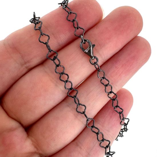 Wholesale Oxidized 925 Sterling Silver Finished Jewlery Chain - Clover Link Cable Chain
