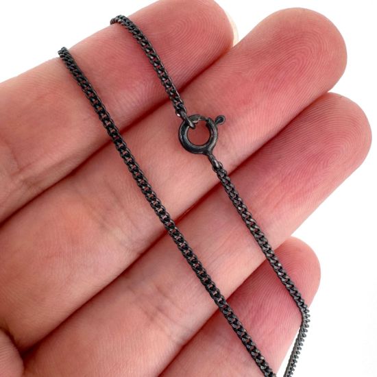 Wholesale Oxidized 925 Sterling Silver Finished Jewlery Chain - Small Curb Chain