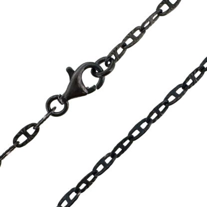Wholesale Oxidized 925 Sterling Silver Finished Jewelry Chain - Textured Mariner Link Chain