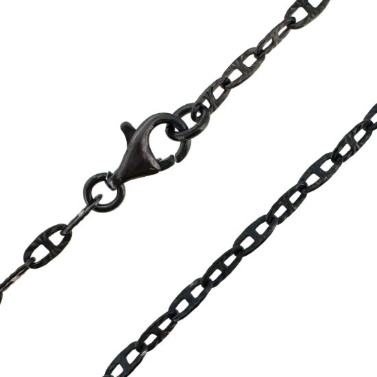 Wholesale Oxidized 925 Sterling Silver Finished Jewelry Chain - Textured Mariner Link Chain