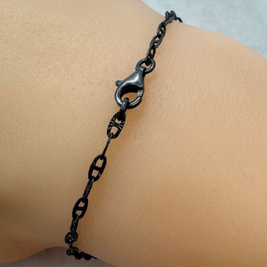 Wholesale Oxidized 925 Sterling Silver Finished Jewlery Chain - Textured Marina Link Chain