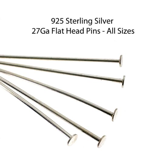 Wholesale Sterling Silver Flat Headpins, T Pins - 27Ga - All Lengths (50pcs)