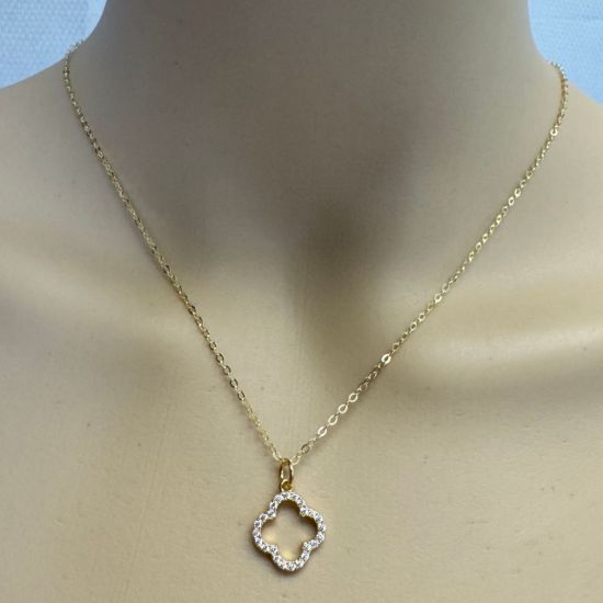 Wholesale 925 Sterling Silver Clover Charm with CZ Stones- 13mm (sold per piece)