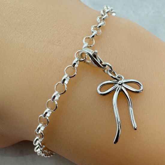 Wholesale 925 Sterling Silver Fancy Bow Charm - 17.5mm (sold per piece)