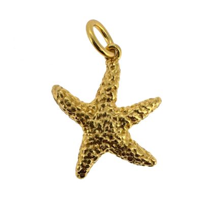 Wholesale Gold Over 925 Sterling Silver Small Textured Starfish Charm  - 15mm (sold per piece)
