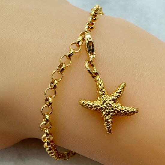 Wholesale 925 Sterling Silver Small Textured Starfish Charm  - 15.5mm (sold per piece)