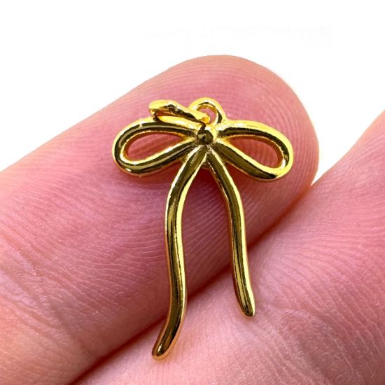 Wholesale Gold Over 925 Sterling Silver Fancy Bow Charm - 17.5mm (sold per piece)