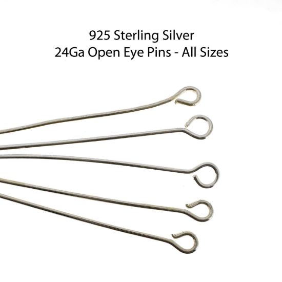 Wholesale Sterling Silver Open Eye Headpins - 24 Gauge - 1",1.5" and 2"(50pcs)
