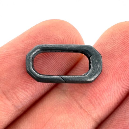 Wholesale Oxidized 925 Sterling Silver No Trigger Clasp - 15.7mm Octagon Spring Clasp