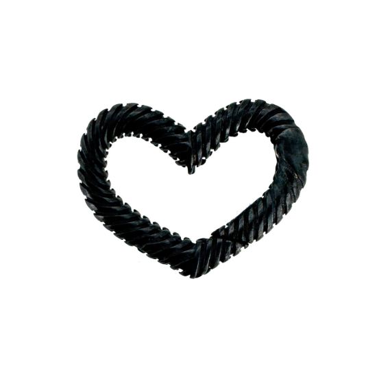 Wholesale Oxidized 925 Sterling Silver No Trigger Clasp - Textured Heart Spring Clasp-16mm 