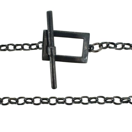Wholesale Oxidized 925 Sterling Silver Wavy Rectangle Toggle Clasp - 10x16mm (Sold Per Set)