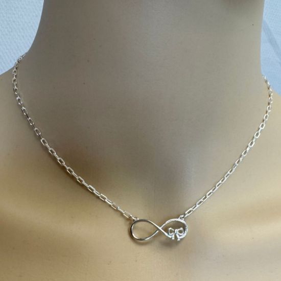 Wholesale 925 Sterling Silver Large Infinity Connector with CZ Stone Bow Pendant (1 pc)